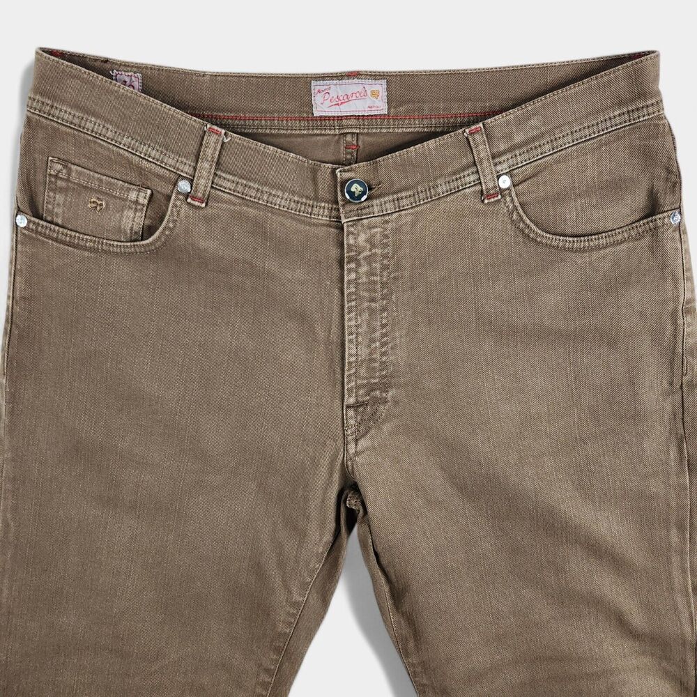 Marco Pescarolo Straight Leg Jeans Mens 56 IT 36x30 Measured Brown 100% Cotton